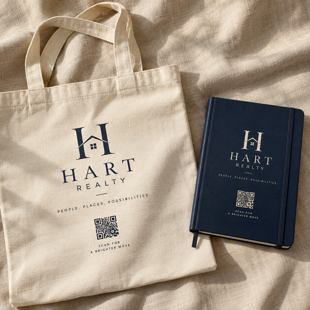 Tote bag and notebook